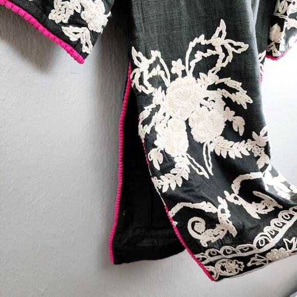 Sana Safinaz Floral Embroidered Tunic Midi Dress - Dark Grey - Size M - Picture 5 of 12